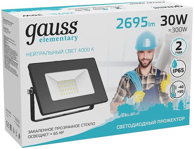 Прожектор уличный Gauss Elementary 613100230 светодиодный 30Втчерный фото 3