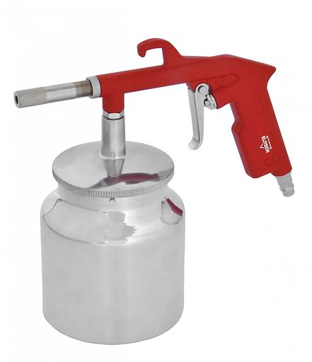 Пистолет пескоструйный Elitech 0704.013900 142л/мин соп.:6мм бак:0.75л серебристый/красный фото 1