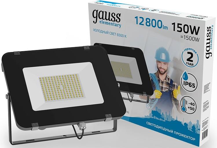 Прожектор уличный Gauss Elementary 691511150 светодиодный 150Втчерный фото 1
