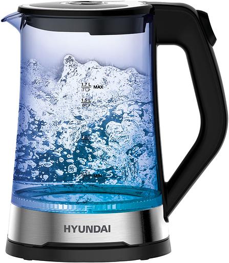 Чайник электрический Hyundai HYK-G3401 1.7л. 2200Вт черный/серебристый (корпус: стекло) фото 1
