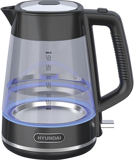 Чайник электрический Hyundai HYK-G3503 1.7л. 2200Вт черный/серебристый (корпус: стекло) фото 3