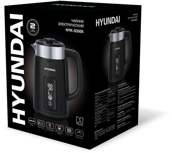 Чайник электрический Hyundai HYK-S3505 1.5л. 2200Вт черный (корпус: металл) фото 3