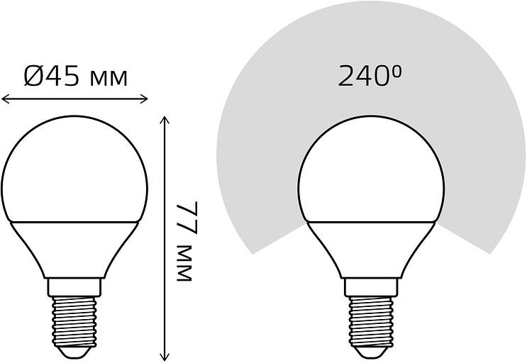 Лампа светодиодная Gauss 6.5Вт цок.:E14 шар 220B 3000K св.свеч.бел.теп. (упак.:1шт) (105101107) фото 5