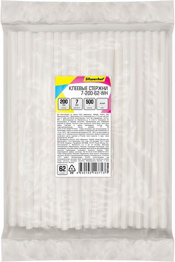 Cтержни клеев. для клеев.пист. Silwerhof 7-200-62-WH дл.200мм D7мм белый упак:62шт фото 1