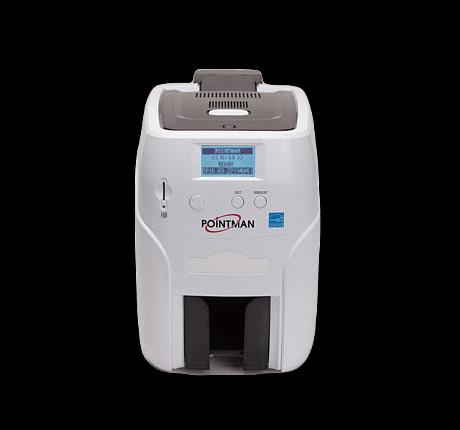 Принтер печати на пластиковых картах Pointman Nuvia N25, двухсторонний, лоток подачи на 100 карт (CR-80), приемный на 50 карт, USB2.0 (High-Speed), RS-232, Built in 10/100 Ethernet, ЖК дисплей, Win/Linux (N25-0001-00-S) фото 1