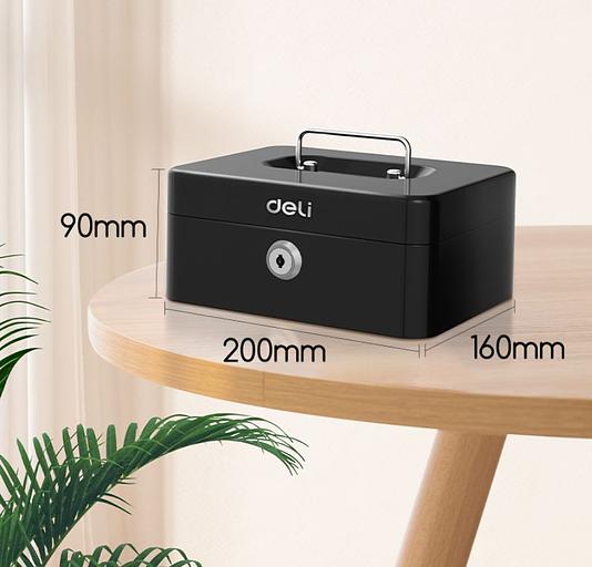 Ящик для денег Deli ET500 90x200x160 черный металл 1.2кг фото 3