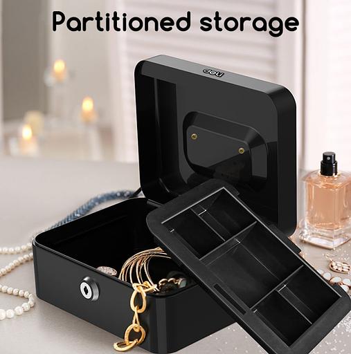 Ящик для денег Deli ET500 90x200x160 черный металл 1.2кг фото 4