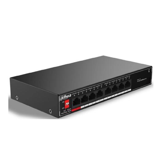 DAHUA DH-SG1008P 8-портовый гигабитный неуправляемый коммутатор c PoE, 1xRJ45 1Gb, суммарно до 96Вт, коммутационная ёмкость 20 Гбит/с, передача пакетов 11.9 Мпак/с, таблица МАС-адресов 8K, металл фото 1