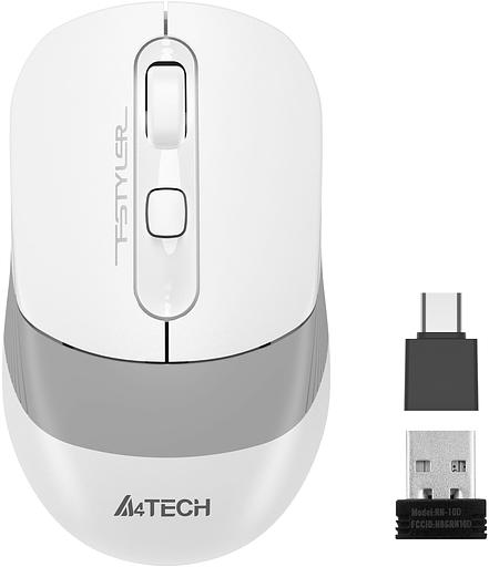Мышь A4Tech Fstyler FG10CS Air белый/серый оптическая (2000dpi) silent беспроводная USB для ноутбука (4but) фото 2