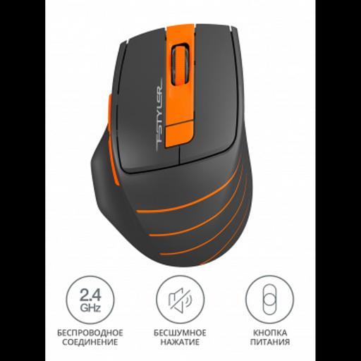Мышь беспроводная A4Tech Fstyler FG30S grey/orange (USB, оптическая, 2000dpi, 6but, silent) (FG30S ORANGE) фото 4