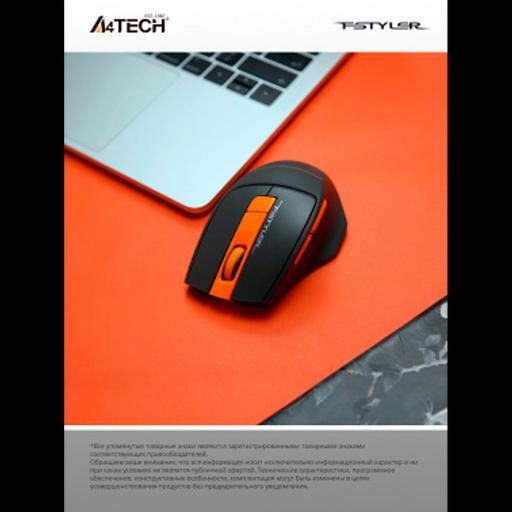 Мышь беспроводная A4Tech Fstyler FG30S grey/orange (USB, оптическая, 2000dpi, 6but, silent) (FG30S ORANGE) фото 10