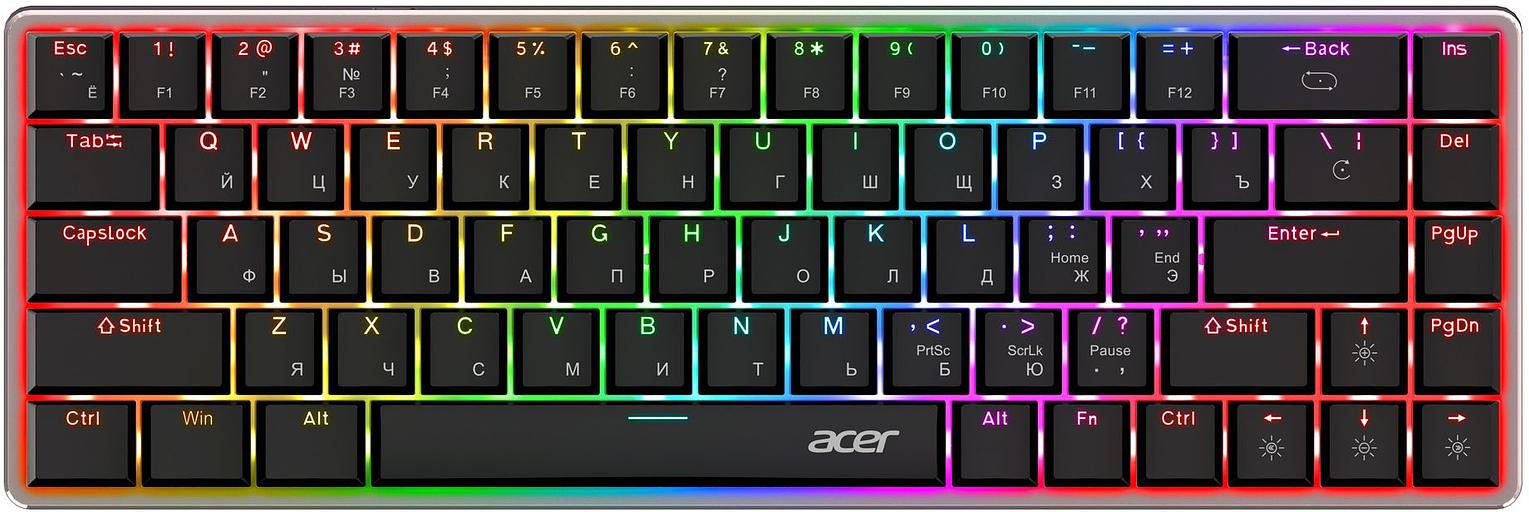 Клавиатура Acer OKW302 механическая серебристый USB for gamer LED (ZL.KBDCC.01C) фото 1