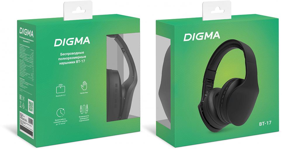 Гарнитура накладные Digma BT-17 черный/черный беспроводные bluetooth оголовье (BT17B) фото 7