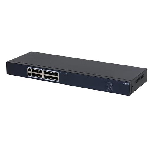 DAHUA DH-SF1016 16-портовый неуправляемый коммутатор, 16xRJ45 100Mb, коммутация 3.2 Гбит/с, MAC-таблица 8К, металл фото 1