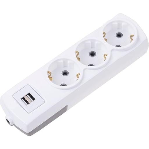 Rexant 13-4110 Удлинитель PREMIUM 3 гнезда, 3м, 3х1,5мм?, с/з, 2 USB, белый фото 1