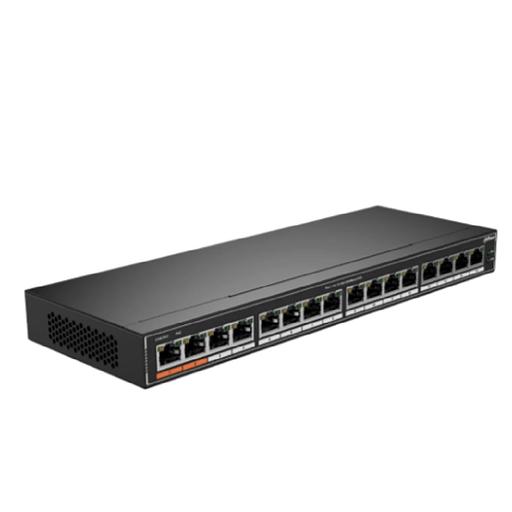 DAHUA DH-SG1016P 16-портовый гигабитный неуправляемый коммутатор c PoE, 16xRJ45 1Gb PoE, суммарно 190Вт, коммутация 32 Гбит/с, MAC-таблица 8К, металл фото 1