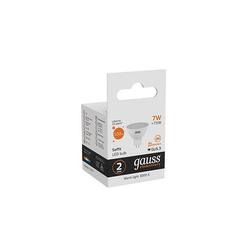 Лампа светодиодная Gauss 7Вт цок.:GU5.3 рефлек. 220B 3000K св.свеч.бел.теп. MR16 (упак.:1шт) (13517) фото 6