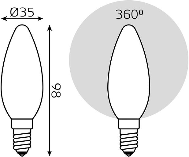 Лампа филам. Gauss Filament 5Вт цок.:E14 свеча 220B 2700K св.свеч.бел.теп. (упак.:1шт) (103201105) фото 5