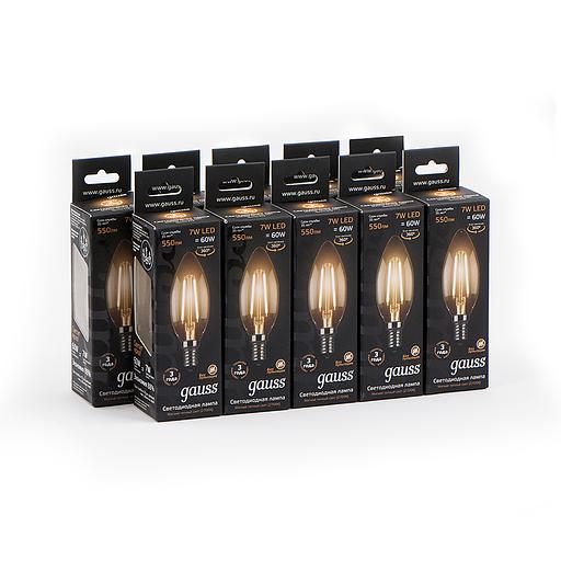 Лампа филам. Gauss Filament 7Вт цок.:E14 свеча 220B 2700K св.свеч.бел.теп. С35 (упак.:1шт) (103801107) фото 4
