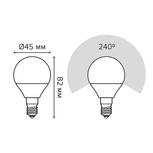 Лампа светодиодная Gauss Globe Elementary 12Вт цок.:E14 шар 220B 4100K св.свеч.бел.нейт. P45 (упак.:1шт) (53122) фото 7