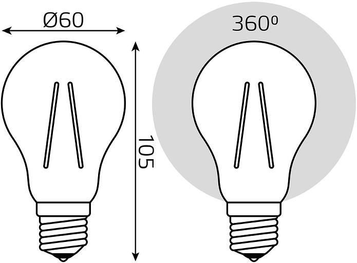 Лампа светодиодная Gauss Filament 102902212 12Вт цок.:E27 груша 185B 4100K св.свеч.бел.нейт. грушевидная (упак.:1шт) фото 6