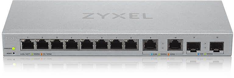 Коммутатор Мультигигабитный Smart L2 коммутатор Zyxel XGS1210-12, 8xGE, 2x1/2,5GE, 2xSFP+, настольный, бесшумный (XGS1210-12-ZZ0102F) фото 1