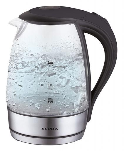 Чайник электрический Supra KES-2001 1.7л. 2200Вт черный/серебристый (корпус: стекло) фото 2