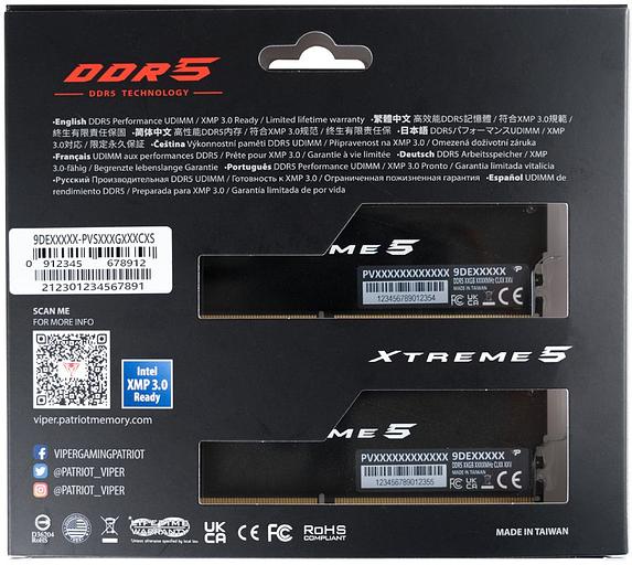 Память DDR5 2x24GB 7600MHz Patriot PVX548G76C36K Viper Xtreme 5 RTL PC5-60800 CL36 DIMM 288-pin 1.45В Ret фото 8