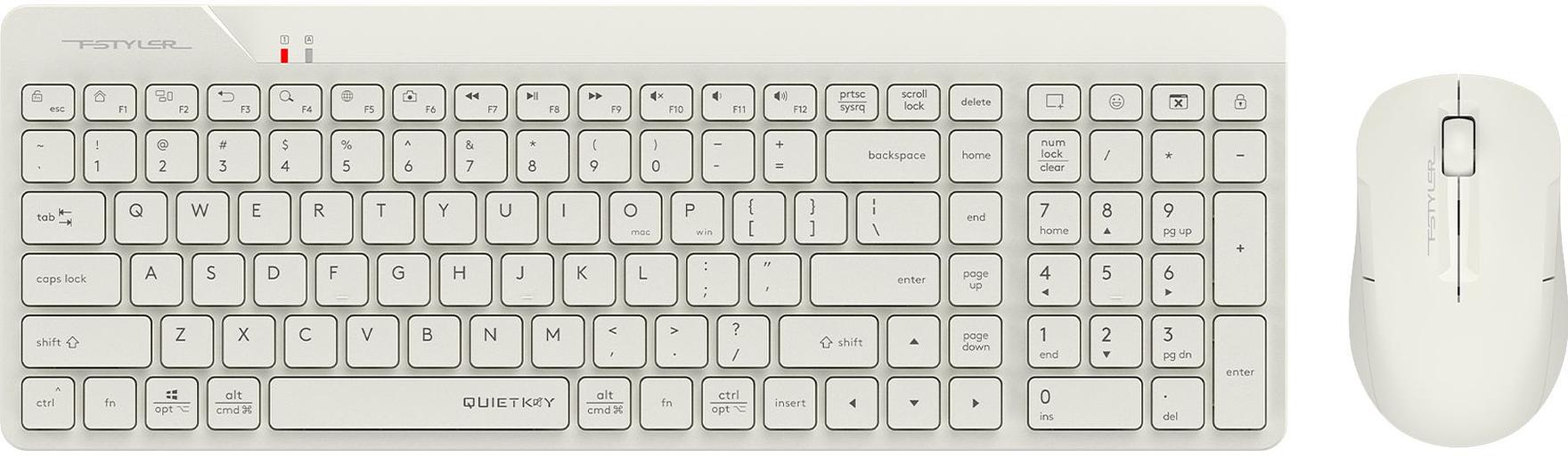 Клавиатура + мышь A4Tech Fstyler FG2300 Air клав:бежевый мышь:бежевый USB беспроводная slim (FG2300 AIR BEIGE) фото 1