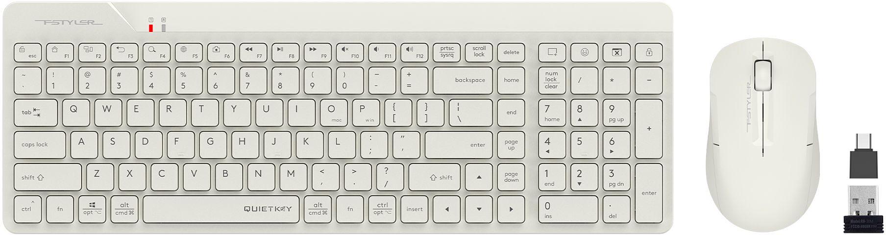 Клавиатура + мышь A4Tech Fstyler FG2300 Air клав:бежевый мышь:бежевый USB беспроводная slim (FG2300 AIR BEIGE) фото 2