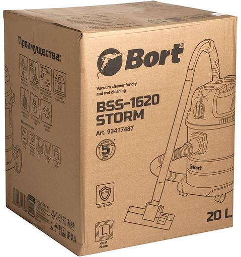 Bort Пылесос для сухой и влажной уборки BSS-1620-STORM {бак 20 л; 1600 Вт; шланг 3 м; всасывание 270 Вт; Уровень шума 78 дБ; Вес изделия 6,13 кг; Напряжение 220 В; гарантия 2 г} [93417487] фото 9