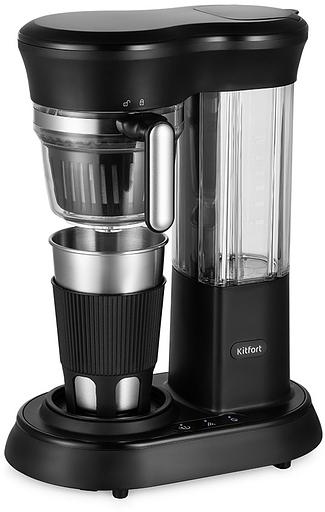 Кофемашина Kitfort КТ-7141 600Вт черный/нержавеющая сталь фото 1