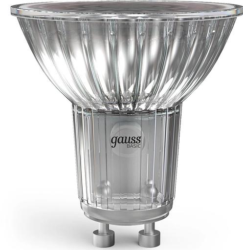 Лампа светодиодная Gauss Basic 6Вт цок.:GU10 софит св.свеч.теп.св./дневн. (10106162) фото 2