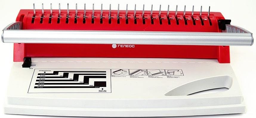 Переплетчик Heleos БП9п бело-красный (БП9ПБК) A4/перф.9л.сшив/макс.150л./пластик.пруж. (6-19мм) фото 1
