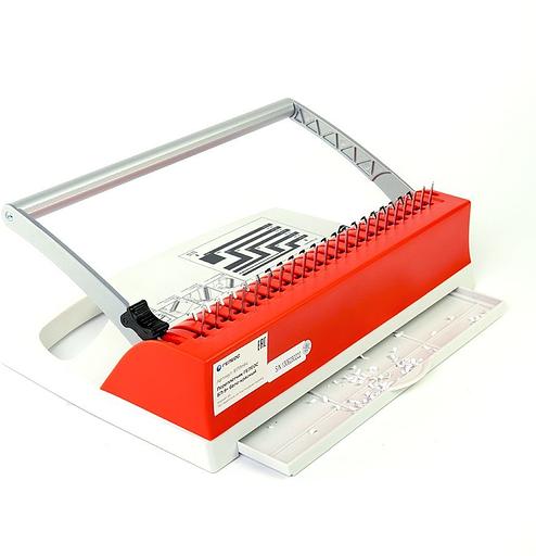 Переплетчик Heleos БП9п бело-красный (БП9ПБК) A4/перф.9л.сшив/макс.150л./пластик.пруж. (6-19мм) фото 4