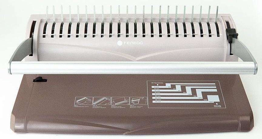 Переплетчик Heleos БП13пс коричневый (БП13ПСК) A4/перф.13л.сшив/макс.450л./пластик.пруж. (6-51мм) фото 2