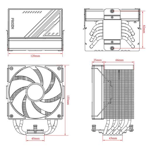 Кулер для процессора ID-COOLING FROZN A610 BLACK LGA20XX/1700/1200/115X/AM5/AM4 (10шт/кор, TDP 260W, PWM, черный, 6 тепл.трубок + медная база, FAN 120mm) RET (FROZN A610 BLACK) фото 7