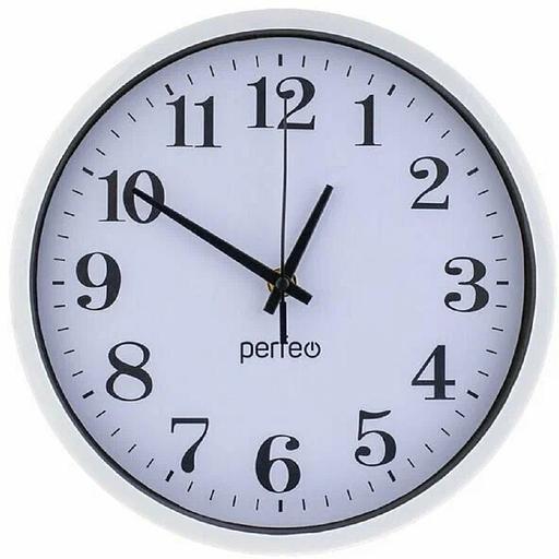 Perfeo Настенные часы "PF-WC-002", круглые д. 25 см, белый корпус / белый циферблат фото 1
