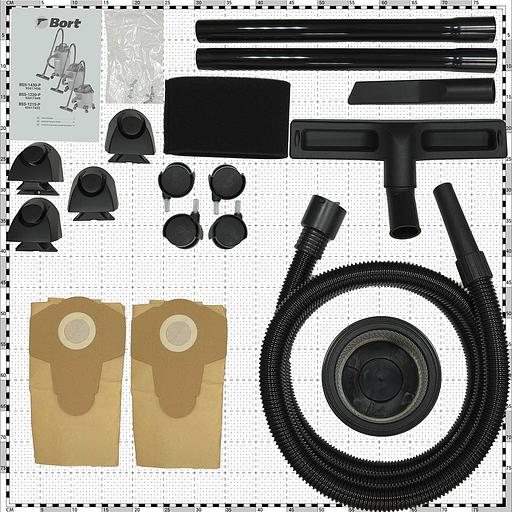 Bort Пылесос для сухой и влажной уборки BSS-1215-P [93417432] { 1200 Вт, вместимость 15 л, 67 л/сек, 6,2 кг, набор аксессуаров 8 шт } фото 4