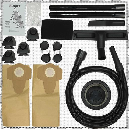 Bort Пылесос для сухой и влажной уборки BSS-1430-P [93417456] { 1400 Вт, вместимость 30 л, 80 л/сек, 8,9 кг, набор аксессуаров 8 шт } фото 8