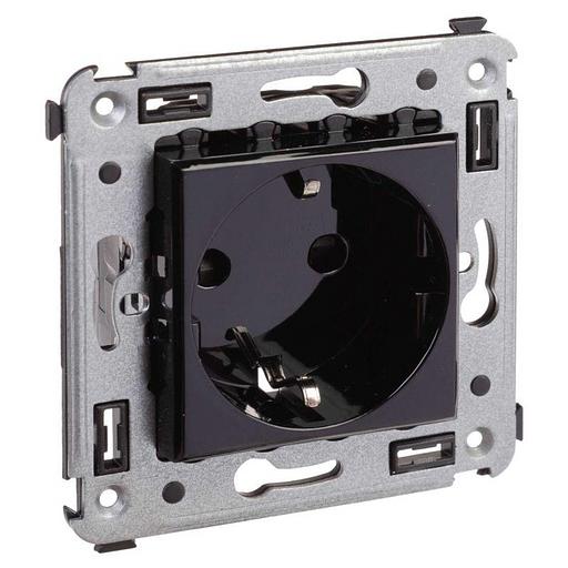 Dkc 4402003 Розетка в стену, 2P+E, с з/ш, "Avanti", "Черный квадрат" фото 1