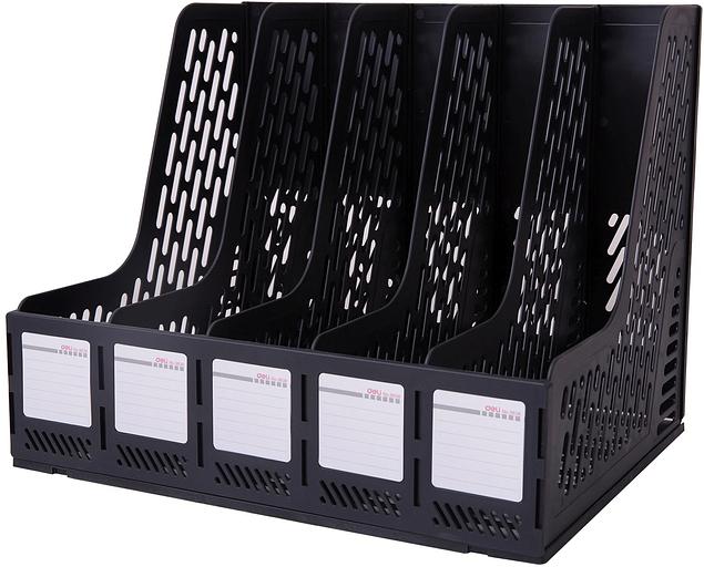 Лоток вертикальный Deli E9838black для бумаг 365x380x30мм черный фото 1