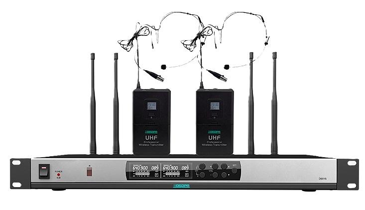 Dsppa беспроводная микрофонная система true diversity uhf (2 головных микрофона) DSPPA True Diversity UHF Wireless Microphone System (2 head-set mic) (D5823) фото 1