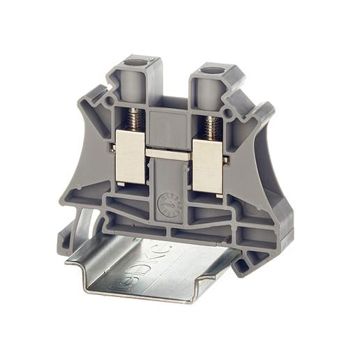 Клемма проходная, винтовой зажим, 2 точки подключения, 10 кв.мм, серая DKC TUR-10 фото 1