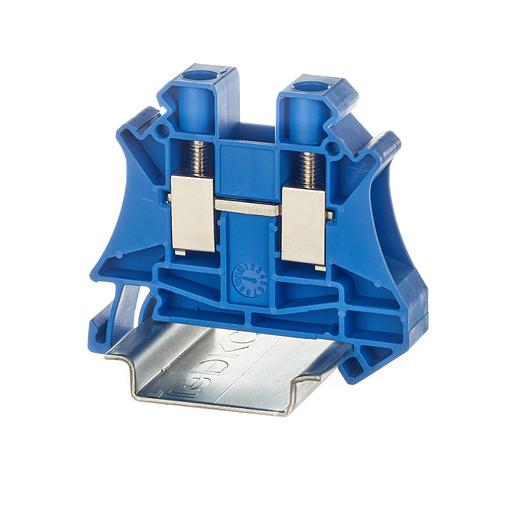 Клемма проходная, винтовой зажим, 2 точки подключения, 10 кв.мм, синяя DKC TUR-10-BU фото 1