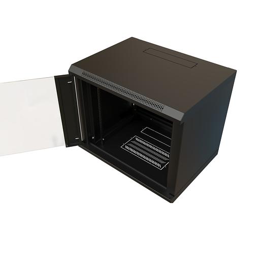 Шкаф настенный 19-дюймовый 19'''' 12U 650x600х450мм стеклянная дверь с перфорацией ручка с замком черный RAL 9004 WRline '''' WRline 520245 фото 2