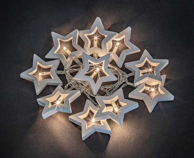 Гирлянда новогодняя светодиодная NGF-D009-10WW-2AA-деревянные звёздочки Navigator Group 21452 фото 1