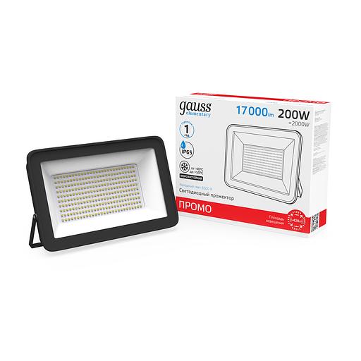 Прожектор светодиодный LED ДО-200 Вт 17000 Лм 6500К IP65 333х269х76 мм Elementary Gauss Gauss 613100200P фото 2