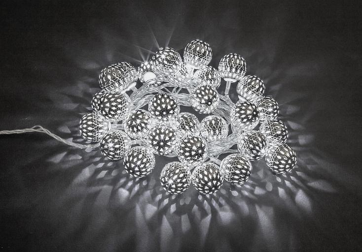 Гирлянда новогодняя светодиодная NGF-D004-30CW-230-серебряные шарики (металл) Navigator Group 21447 фото 1