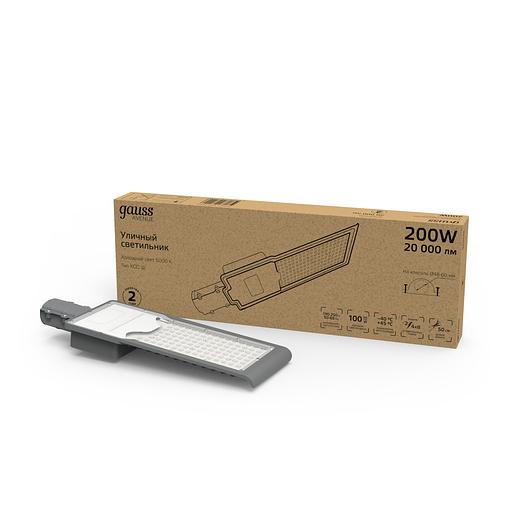 Светильник светодиодный уличный консольный LED ДКУ-200 Вт 20000 Лм 5000К IP65 190-250 В КСС Ш 600х200х70 мм Avenue Gauss Gauss 629534302 фото 2
